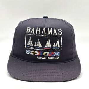 Vintage 80s Bahamas Sailing Hat SnapBack Sail Boat Cap Ocean 90’s Cotton Regatta